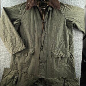 Barbour Waxed Equestrian Horse Riding Coat W/ Leg Straps Long Trench Medium